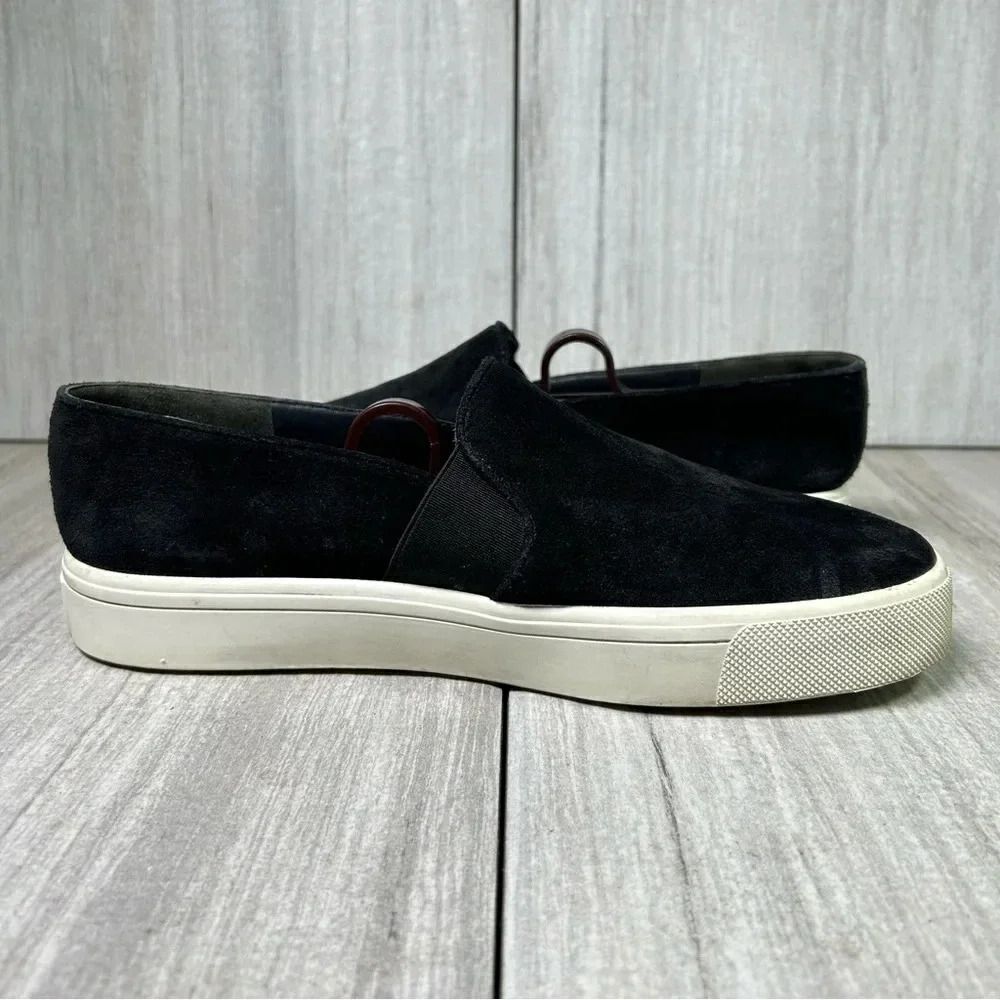 Vince Blair Warren Black Slip On Suede Sneaker Casual Shoes Womens Size 7 EUR 37 - Picture 2 of 10